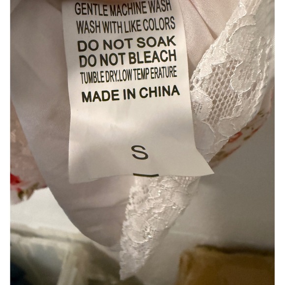 ABEWIP Floral Dress White Pink Lace Trim Corset Cottagecore Sundress Summer‎ S - Picture 8 of 10